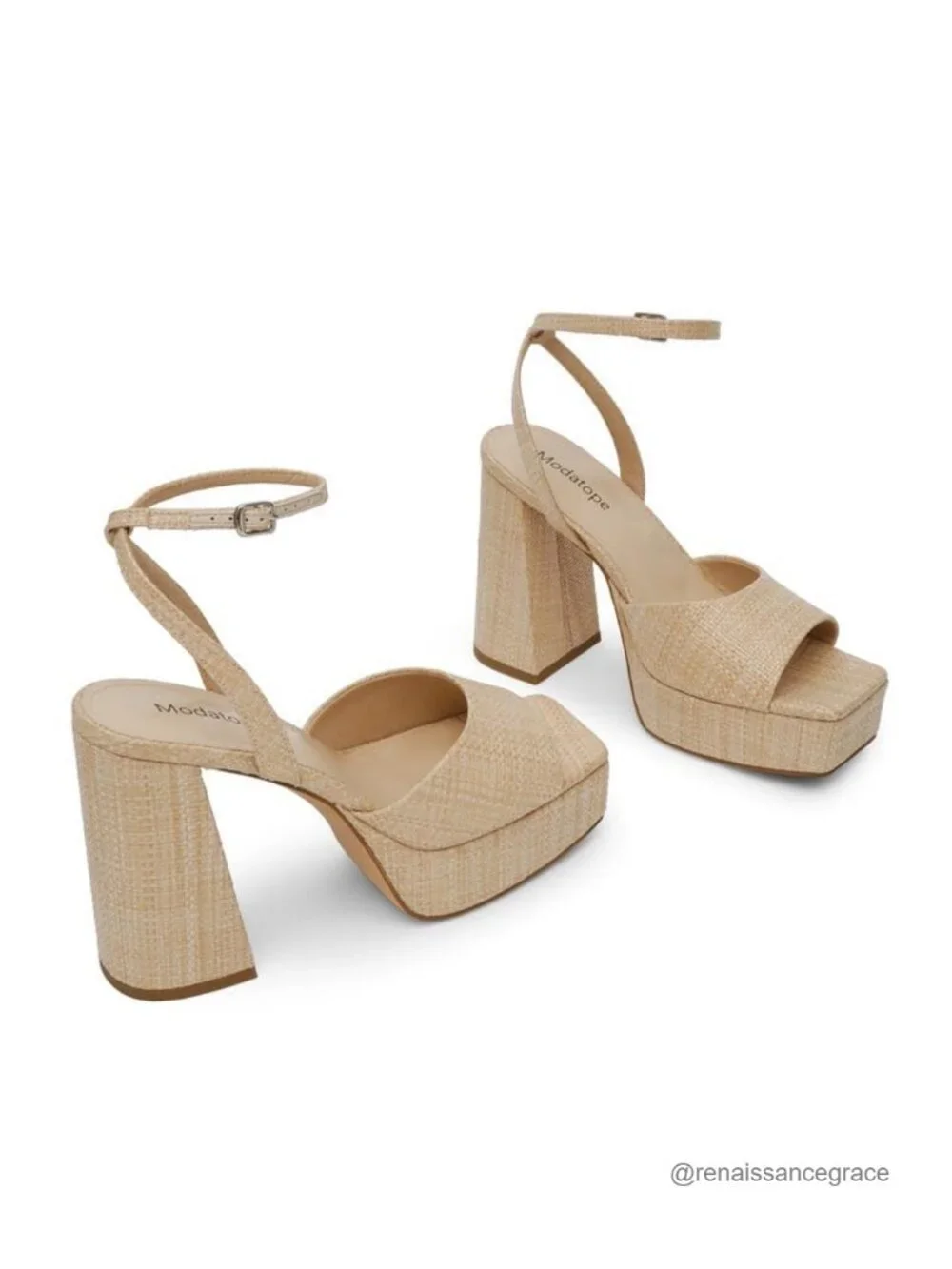Chunky Platform Heels Open Toe Ankle Strap Sandals PU Leather